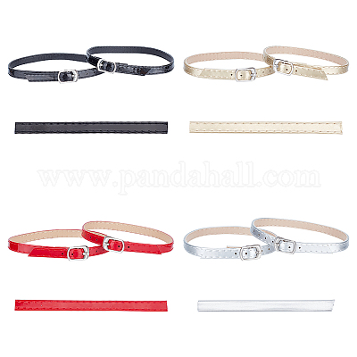 4 комплект 4-х цветных женских регулируемых съемных ремешков из искусственной кожи для обуви на высоком каблуке AJEW-OC0004-09-1