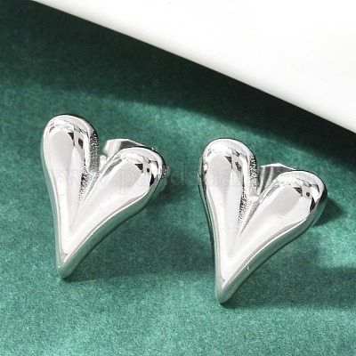 Некорневая нержавеющая сталь 304 серьги-гвоздики в форме сердца для женщин X-EJEW-F300-09P-1