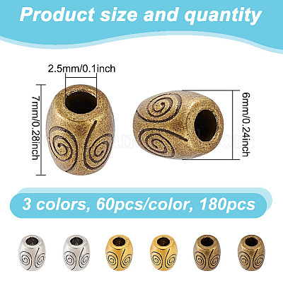 180 шт. 3 цвета бусины из сплава в тибетском стиле&nbsp;TIBEB-GO0001-12-1