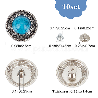 Wholesale GORGECRAFT 10 Sets Turquoise Blue Buttons Round Conchos Unique  Metal Eye Decorative Buckle Castings Screw Back Button with Imitation  Synthetic Turquoise & Iron Screw for DIY Leather Goods Accessories 