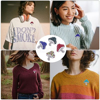 Брошь-гриб из кубического циркония JBR102G-1