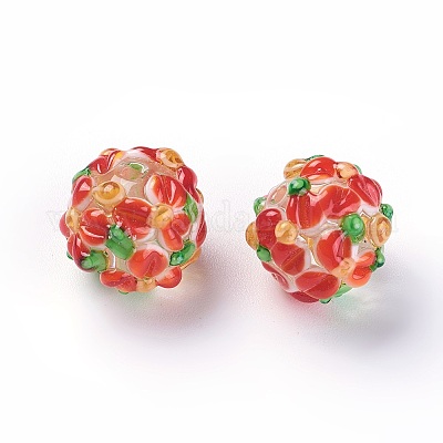 Ручной работы ухабистым Шарики Lampwork LAMP-E021-07K-1