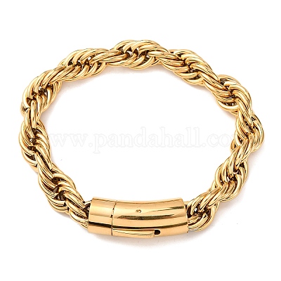 Браслеты из нержавеющей стали 304 с цепочкой и веревкой для мужчин и женщин BJEW-C124-03B-G-1