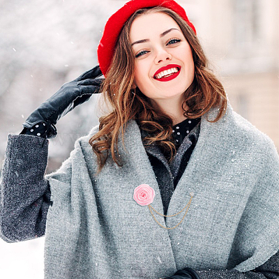 Полиэстер цветок розы лацкан булавка задняя часть&nbsp;JEWB-FH0002-09A-1