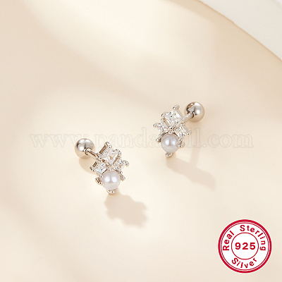 S925 серьги-гвоздики из стерлингового серебра в форме ромба QJ5741-2-1