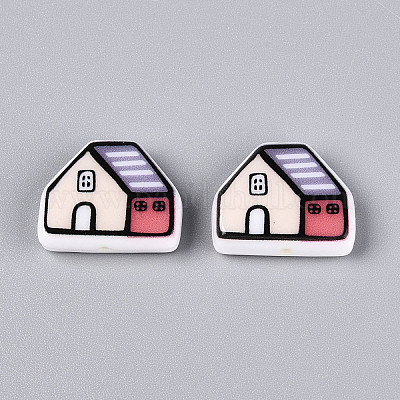 Печатные непрозрачные бусины из смолы&nbsp;RESI-N043-09B-03-1