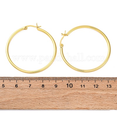 Латунь обруч серьги для женщин EJEW-I270-13B-G-1