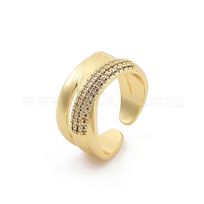 Кольца-манжеты из латуни с микро-паве и прозрачным циркониевым покрытием для женщин RJEW-M028-107G-1