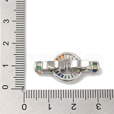 Покрытие стойки латунное микропаве цветной кубический цирконий складные застежки KK-A222-01B-01P-1