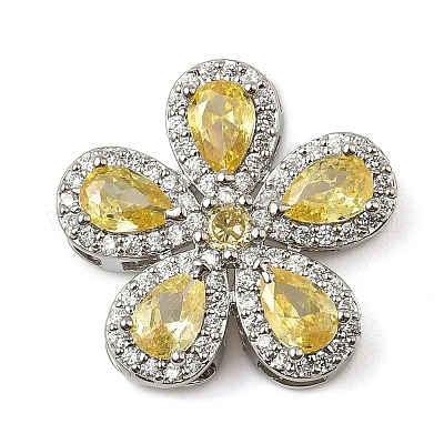 Звенья из латуни с одним лепестком и кубическим цирконием в виде многорядного цветка KK-I276-30P-01-1