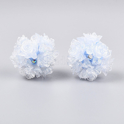 Бусины из полимерной глины со стразами и рельефными смоляными розами RESI-T059-04N-1