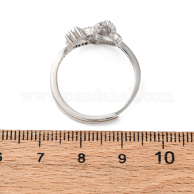 Регулируемые кольца для женщин с микропаве из латуни и кубическими цирконами RJEW-M099-02P-1