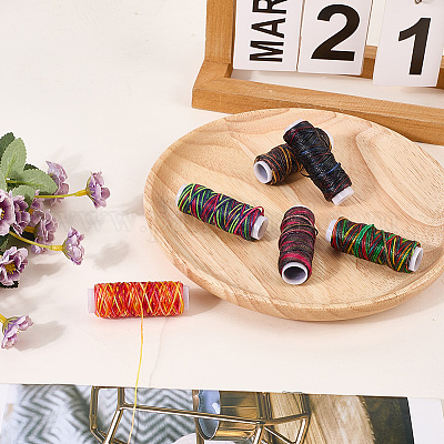 6 рулон 6-х цветных плоских сегментных окрашенных вощеных хлопковых шнуров YC-CY0001-02-1