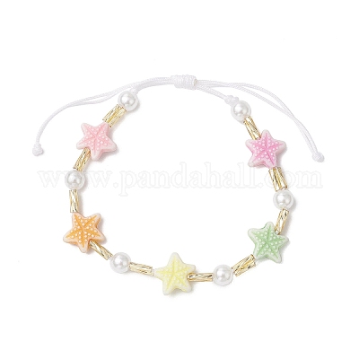 2шт 2 цвета пластиковые бусины плетеные браслеты из бисера BJEW-JB11784-1