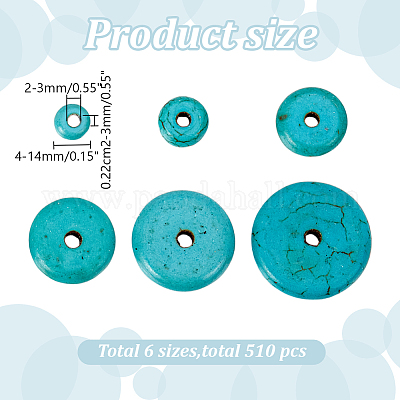 510 шт. нити синтетических бирюзовых бусин 6-х размеров G-AR0006-12A-1