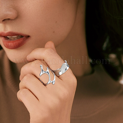 10 шт. 10-х стильное кольцо-манжета из сплава и нержавеющей стали RJEW-FI0001-13-1