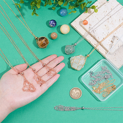 9 шт. 3-х цветные латунные ожерелья-мешки в технике макраме NJEW-GA00005-1