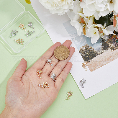 12 шт. 6 стиля латунные подвески с микропаве и кубическим цирконием KK-DC0003-30-1