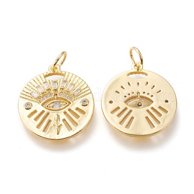 Латунные микропаве прозрачные подвески с фианитом ZIRC-I044-53G-1