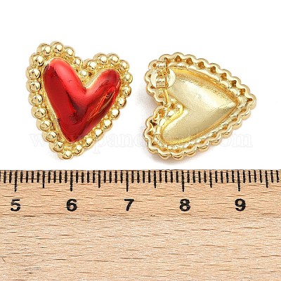 Серьги-гвоздики в форме сердца из латуни и эмали EJEW-L273-01G-03-1