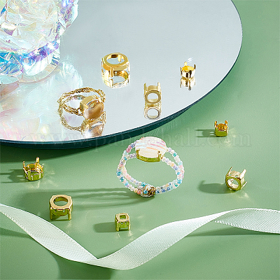 160 шт. 4-х стилевые латунные оправы с открытой задней частью для пришивания зубцов KK-PH0004-03-1