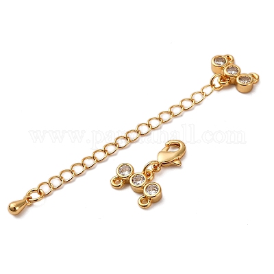 Удлинитель цепи из прозрачного кубического циркония из латуни с микропаве KK-A214-35G-1