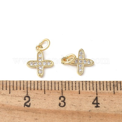 Латунные микропаве прозрачные подвески с фианитом KK-Q031-31G-02-1