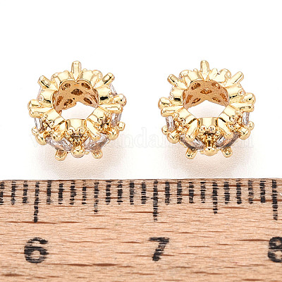 Латунные микро проложить кубического циркония бусы KK-N275-04G-1