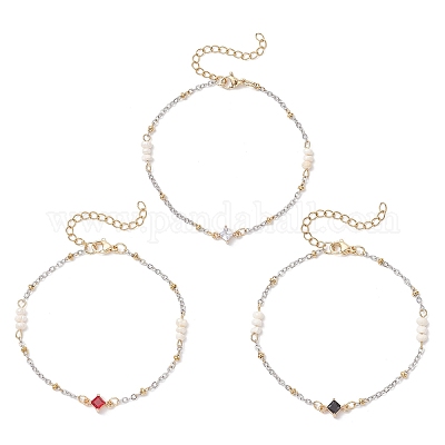 3 шт. браслеты из натуральных бусин пресноводного культивированного жемчуга и стеклянных бусин BJEW-JB12659-1