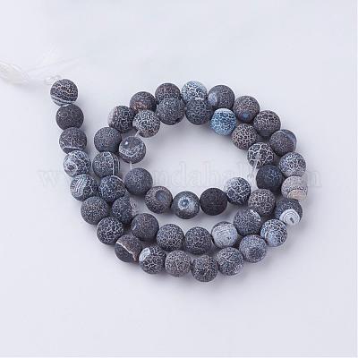 Бусы из натурального огненного агата с потрескиванием G-S216-6mm-01-1