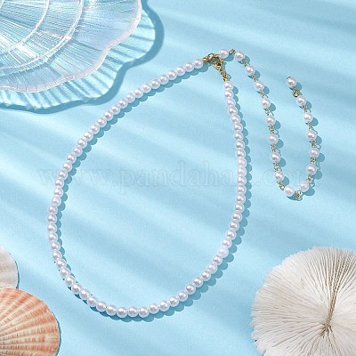 Женские ожерелья из акриловых бусин с искусственным жемчугом NJEW-JN04827-1