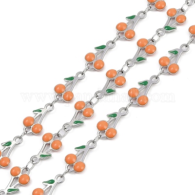 Цепи из нержавеющей стали 304 с эмалированными вишневыми звеньями CHS-M007-01P-05-1