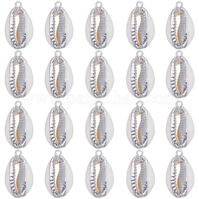 20 шт. подвески из натуральных ракушек каури с гальваническим покрытием SHEL-SC0001-30-1