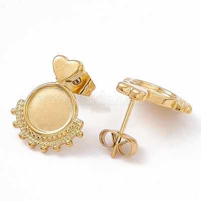 Ионное покрытие (ip) 304 нержавеющая сталь гвоздики фурнитура для сережек EJEW-G338-02G-1