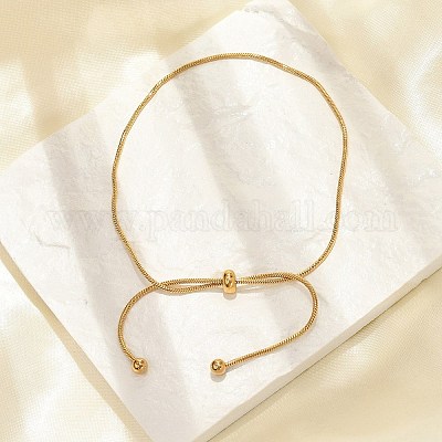 Браслеты-слайдеры из нержавеющей стали 304 с цепочкой-змейкой для женщин BJEW-R013-01G-1
