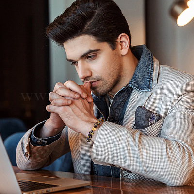 4 шт. браслет из бусин из смолы ом мани падме хум мала SJEW-AN0001-48-1