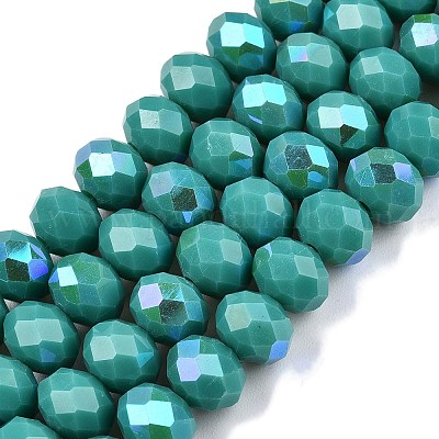 Гальванизировать непрозрачные сплошной цвет стеклянные бусы пряди EGLA-A044-P8mm-L31-1