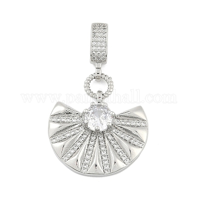 Латунные прозрачные кубические цирконии веерные европейские подвески-шармы KK-Z090-05P-1