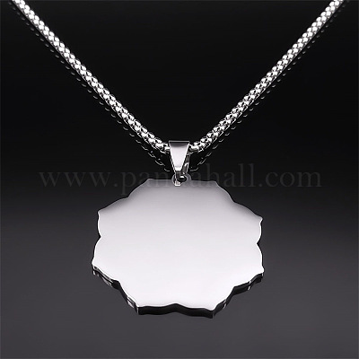 201 нержавеющая сталь куб Метатрона подвеска цветок цепочка-коробка ожерелье для мужчин FS-WG9A897-01-1