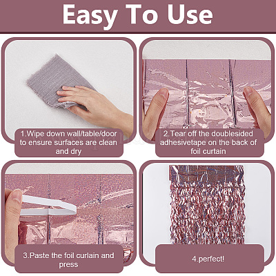 Шторы с бахромой из пластиковой фольги DIY-WH20011-33B-1