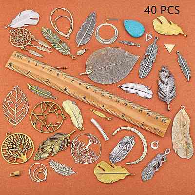 40 шт. 40 подвески из сплава/нержавеющей стали 304/латуни/железа/хаулита FIND-SZ0001-77-1