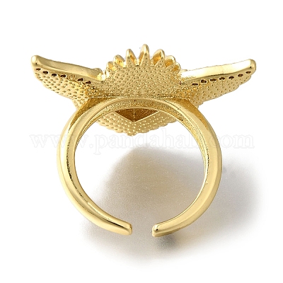 Покрытие стойки латунные прозрачные кольца с фианитом открытые манжеты RJEW-S411-01G-03-1