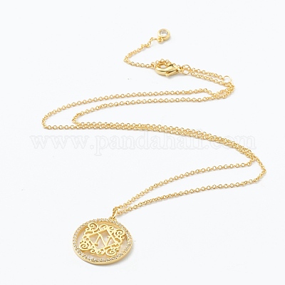 Ожерелья с подвесками из латуни с прозрачным кубическим цирконием NJEW-J059-01N-1