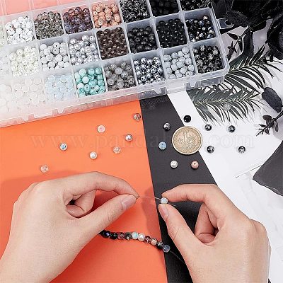 Стеклянные круглые бусины GLAA-PH0007-60-1