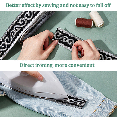 Утюжить/пришить ленту с цветочной вышивкой из полиэстера OCOR-WH0078-178A-01-1