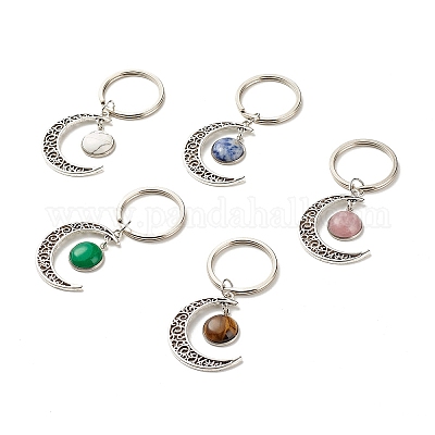 Брелок с кабошонами из натуральных смешанных драгоценных камней X-KEYC-JKC00281-1