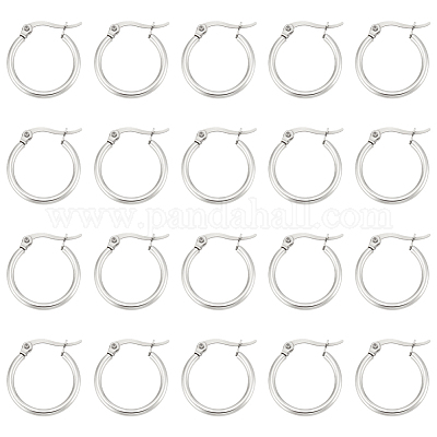 20 пара серег-колец из нержавеющей стали 201 STAS-UN0022-38-1