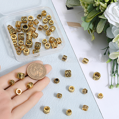 60шт 6 стиля европейские бусины из сплава в тибетском стиле TIBEB-SP0001-06-1