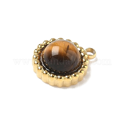 Натуральный тигровый глаз полукруглые подвески STAS-P394-07G-04-1