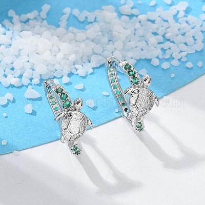 Латунные кубических серьги циркония обруч EJEW-Q014-05P-1